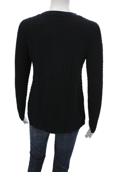 COS Women Pullover Sweater Black Cotton Crew Neck Long Sleeve Size XS