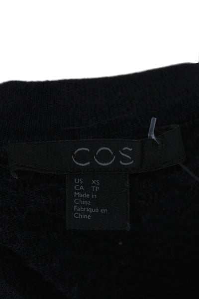 COS Women Pullover Sweater Black Cotton Crew Neck Long Sleeve Size XS