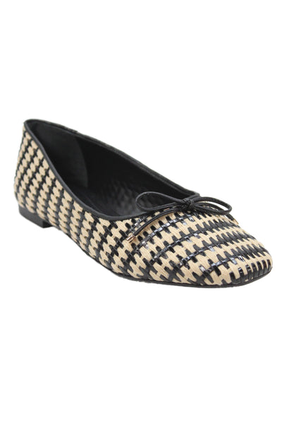 Schutz Women's Round Toe Woven Slip-On Ballet Flats Shoes Black Size 9.5