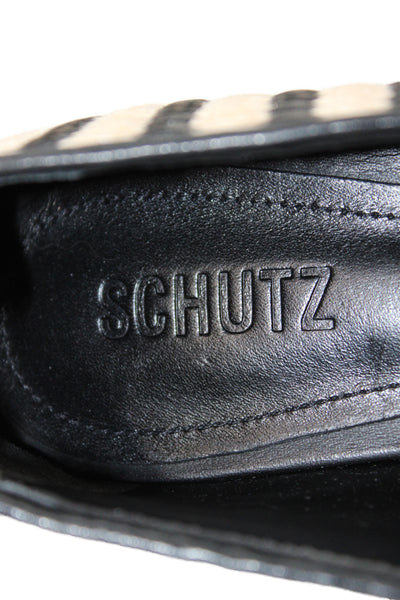 Schutz Women's Round Toe Woven Slip-On Ballet Flats Shoes Black Size 9.5