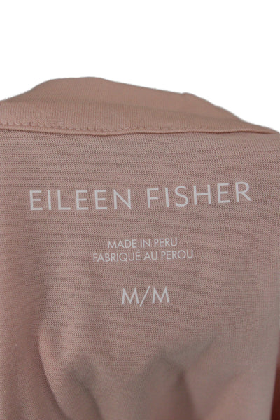 Eileen Fisher Women Pink Organic Cotton Crew Neck T-Shirt Short Sleeve Size M