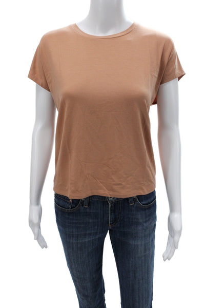 Eileen Fisher Womens Brown Tencel Lyocell Crew Neck Short Sleeve T-Shirt Size M