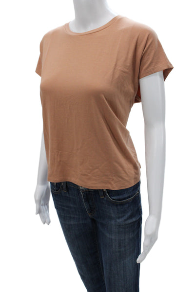 Eileen Fisher Womens Brown Tencel Lyocell Crew Neck Short Sleeve T-Shirt Size M