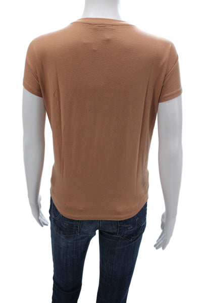 Eileen Fisher Womens Brown Tencel Lyocell Crew Neck Short Sleeve T-Shirt Size M