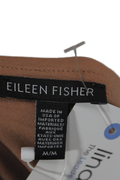 Eileen Fisher Womens Brown Tencel Lyocell Crew Neck Short Sleeve T-Shirt Size M
