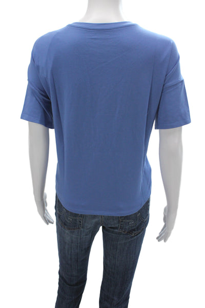 Eileen Fisher Women Basic Tee Blue Crew Neck Short Sleeve Organic Cotton Size S
