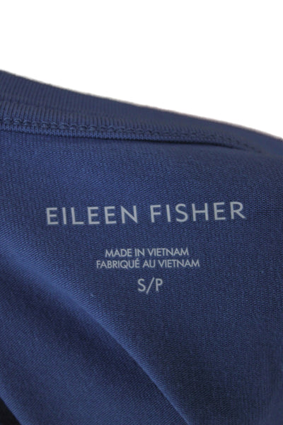 Eileen Fisher Women Basic Tee Blue Crew Neck Short Sleeve Organic Cotton Size S