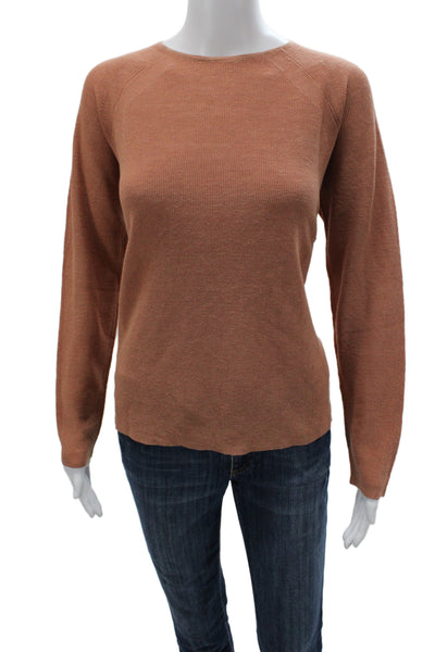 Eileen Fisher Women Pullover Sweater Brown 70% Organic Linen Long Sleeve Size S