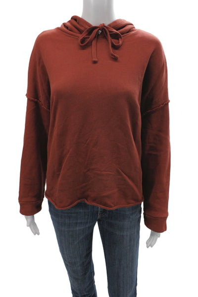 Eileen Fisher Womens Pullover Hoodie Red Organic Cotton Crewneck Size L