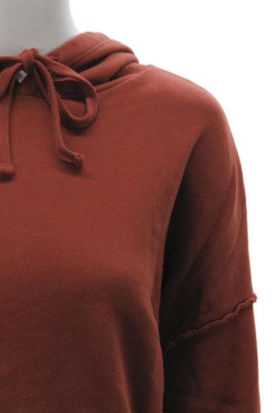 Eileen Fisher Womens Pullover Hoodie Red Organic Cotton Crewneck Size L