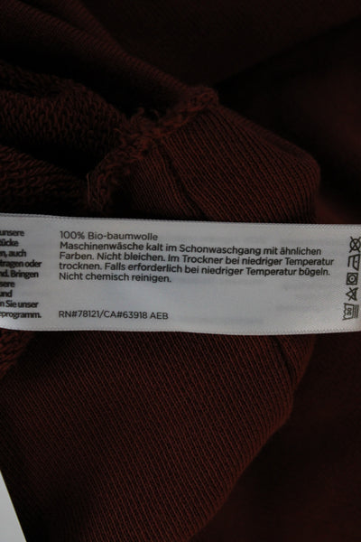 Eileen Fisher Womens Pullover Hoodie Red Organic Cotton Crewneck Size L