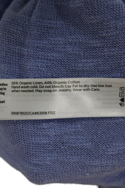 Eileen Fisher Women Pullover Blue Crew Neck 3/4 Sleeve Organic Linen Size M