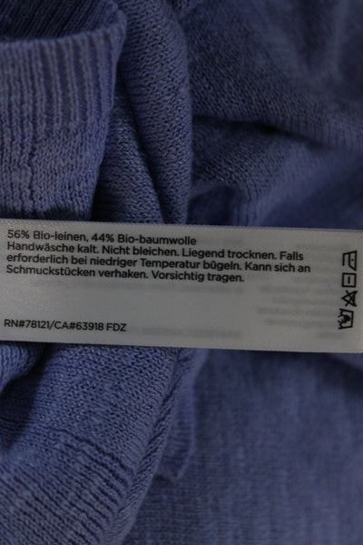 Eileen Fisher Women Pullover Blue Crew Neck 3/4 Sleeve Organic Linen Size M