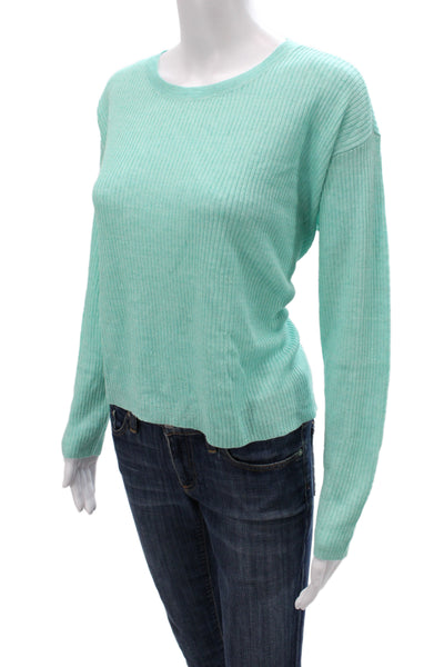 Eileen Fisher Womens Pullover Sweater Crew Neck Green 100% Organic Linen Size S