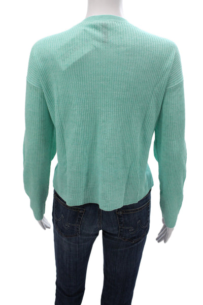 Eileen Fisher Womens Pullover Sweater Crew Neck Green 100% Organic Linen Size S