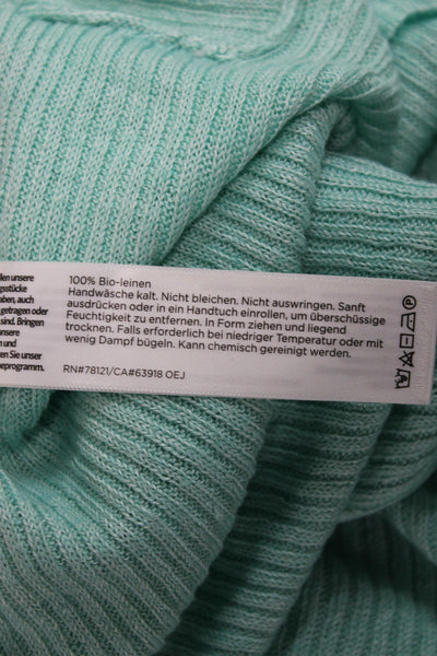 Eileen Fisher Womens Pullover Sweater Crew Neck Green 100% Organic Linen Size S