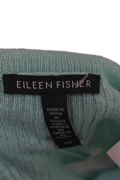Eileen Fisher Womens Pullover Sweater Crew Neck Green 100% Organic Linen Size S