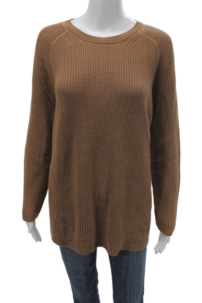 Eileen Fisher Women Pullover Sweater Brown Crew Neck Organic Cotton Size M