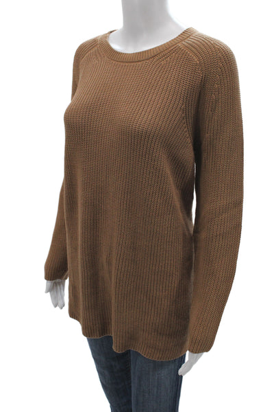 Eileen Fisher Women Pullover Sweater Brown Crew Neck Organic Cotton Size M