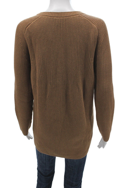 Eileen Fisher Women Pullover Sweater Brown Crew Neck Organic Cotton Size M