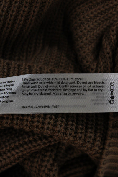 Eileen Fisher Women Pullover Sweater Brown Crew Neck Organic Cotton Size M