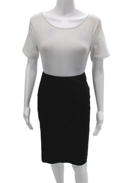 Calvin Klein Womens Black Striped Wool Straight Pencil Skirt Zip Size 2
