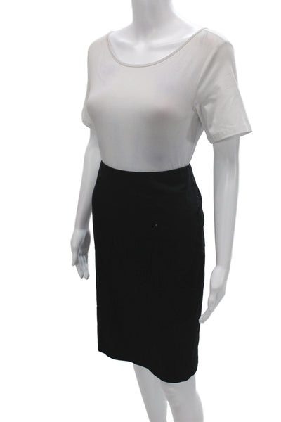 Calvin Klein Womens Black Striped Wool Straight Pencil Skirt Zip Size 2