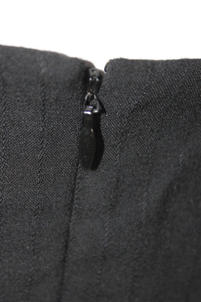 Calvin Klein Womens Black Striped Wool Straight Pencil Skirt Zip Size 2