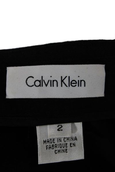 Calvin Klein Womens Black Striped Wool Straight Pencil Skirt Zip Size 2