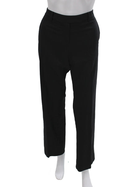 Calvin Klein Women Dress Pants Black Striped Wool Button Size 4