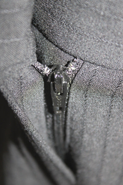 Calvin Klein Women Dress Pants Black Striped Wool Button Size 4