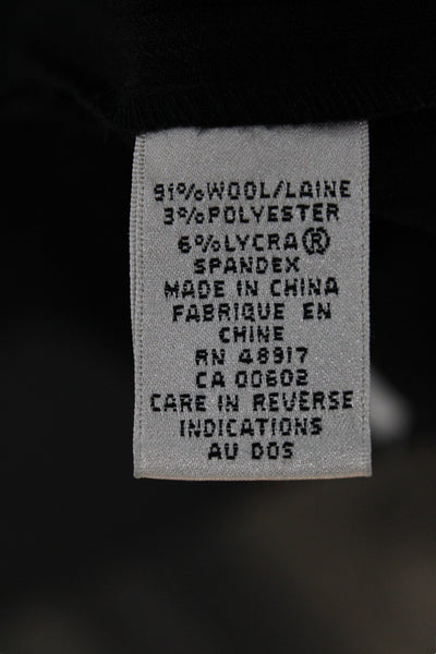 Calvin Klein Women Dress Pants Black Striped Wool Button Size 4