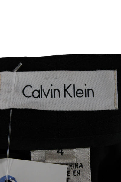 Calvin Klein Women Dress Pants Black Striped Wool Button Size 4