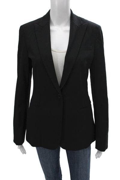 Calvin Klein Womens Basic Jacket Black Striped Wool Size 4