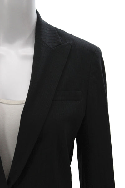 Calvin Klein Womens Basic Jacket Black Striped Wool Size 4