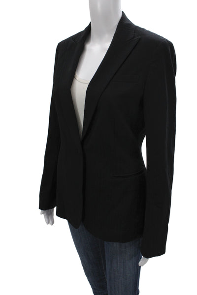 Calvin Klein Womens Basic Jacket Black Striped Wool Size 4