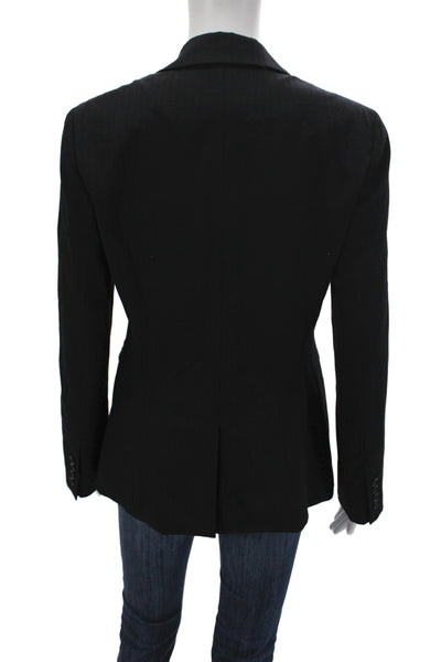 Calvin Klein Womens Basic Jacket Black Striped Wool Size 4