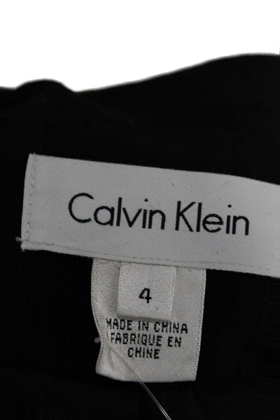 Calvin Klein Womens Basic Jacket Black Striped Wool Size 4