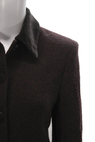 Cinzia Rocca Womens Basic Wool Jacket Brown Button Long Sleeve Size 6