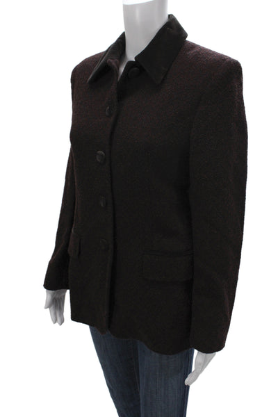 Cinzia Rocca Womens Basic Wool Jacket Brown Button Long Sleeve Size 6
