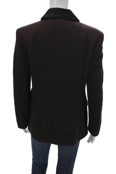 Cinzia Rocca Womens Basic Wool Jacket Brown Button Long Sleeve Size 6