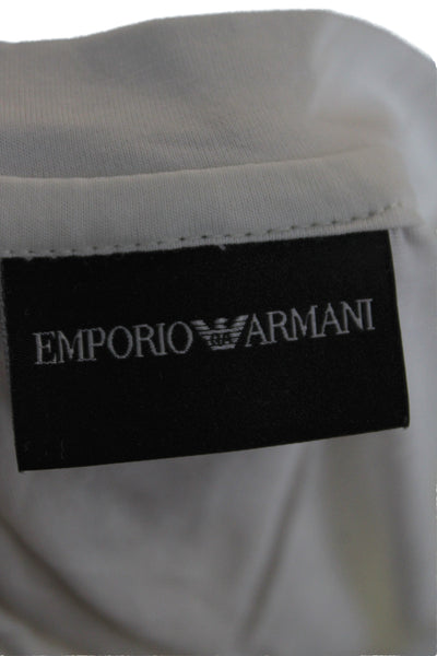 Emporio Armani Mens Basic White Cotton Crew Neck Graphic Logo T-Shirt Size XL