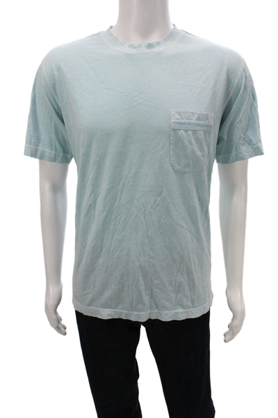Zegna Sport Mens Basic Crew Neck Solid Blue Cotton T-Shirt Size 2XL
