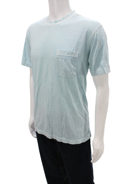 Zegna Sport Mens Basic Crew Neck Solid Blue Cotton T-Shirt Size 2XL
