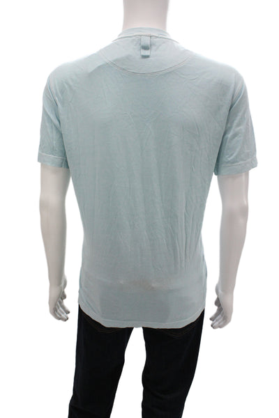 Zegna Sport Mens Basic Crew Neck Solid Blue Cotton T-Shirt Size 2XL