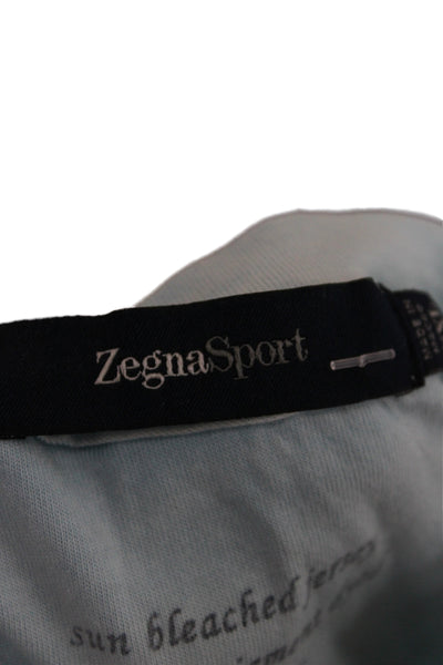 Zegna Sport Mens Basic Crew Neck Solid Blue Cotton T-Shirt Size 2XL