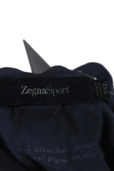 Zegna Sport Mens Basic Blue Cotton Crew Neck Short Sleeve T-Shirt Size 2XL