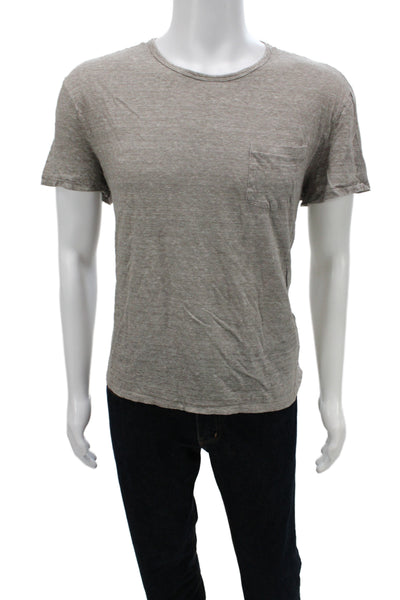 John Varvatos Star USA Mens Gray Crew Neck Short Sleeve Linen Tee Size L