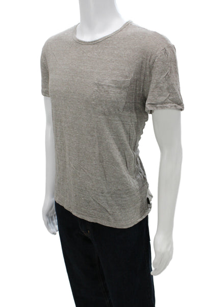 John Varvatos Star USA Mens Gray Crew Neck Short Sleeve Linen Tee Size L