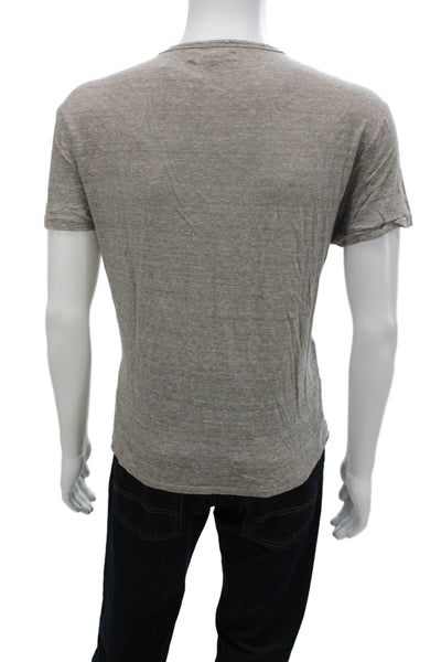 John Varvatos Star USA Mens Gray Crew Neck Short Sleeve Linen Tee Size L